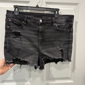 American Eagle Outfitters Black Distressed Denim Cutoff Shorts